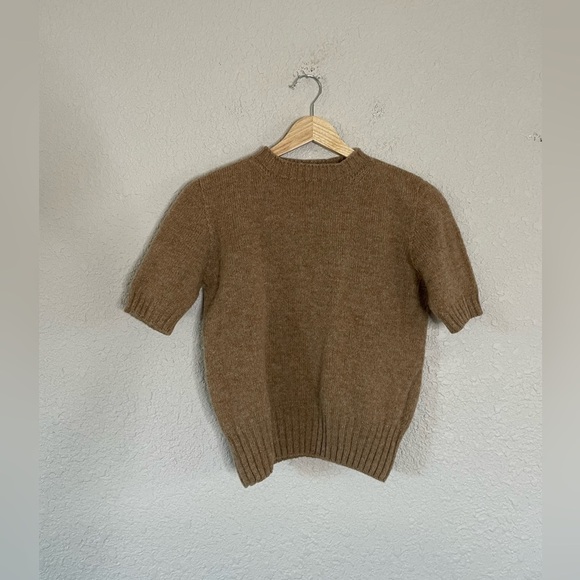 United Colors of Benetton Alpaca Tan Short Sleeve Mockneck Sweater - Picture 5 of 10